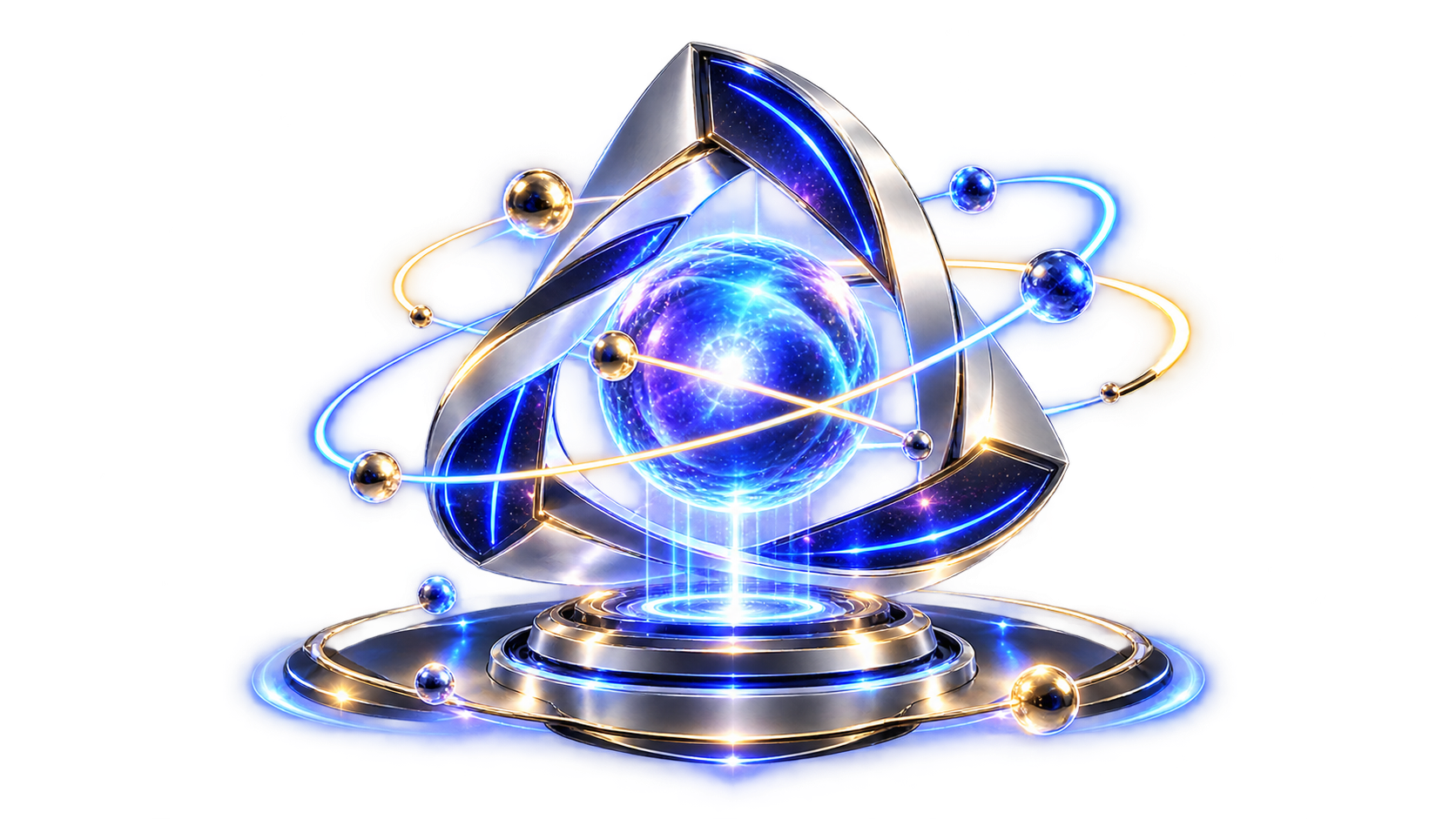A luminous orbital design core representing a flagship digital experience.
